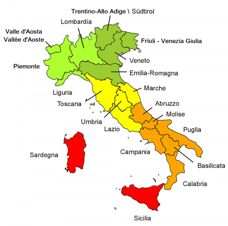 Carte d’Italie toutes les régions italie Carte d’Italie toutes les régions italie